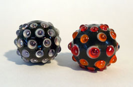 Glasperlen mit transparenten Dots Grosse Glasperlen mit Augen